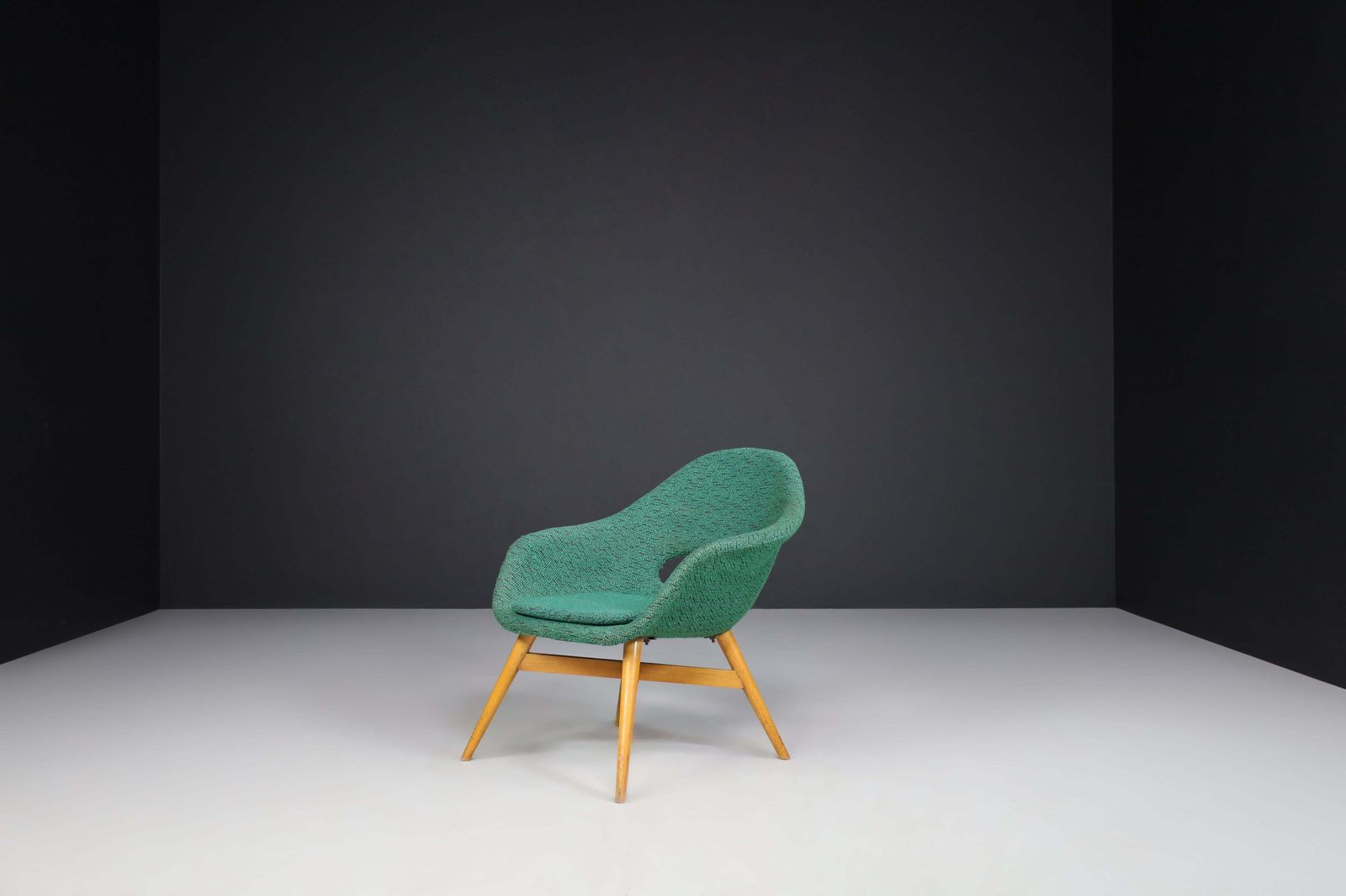 Miroslav Navratil Easy Chairs In Original Green Fabric, 1960 photo 2298.0