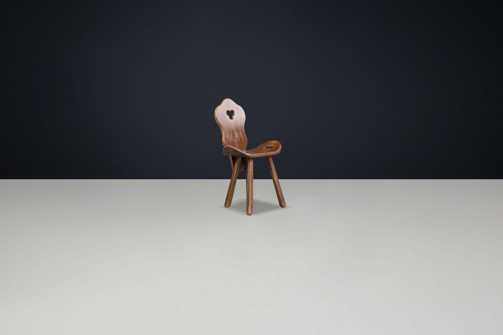Brutalist Saddle Chair In Stained Beech With Patina, France, 1950s, 24 Available photo furniture