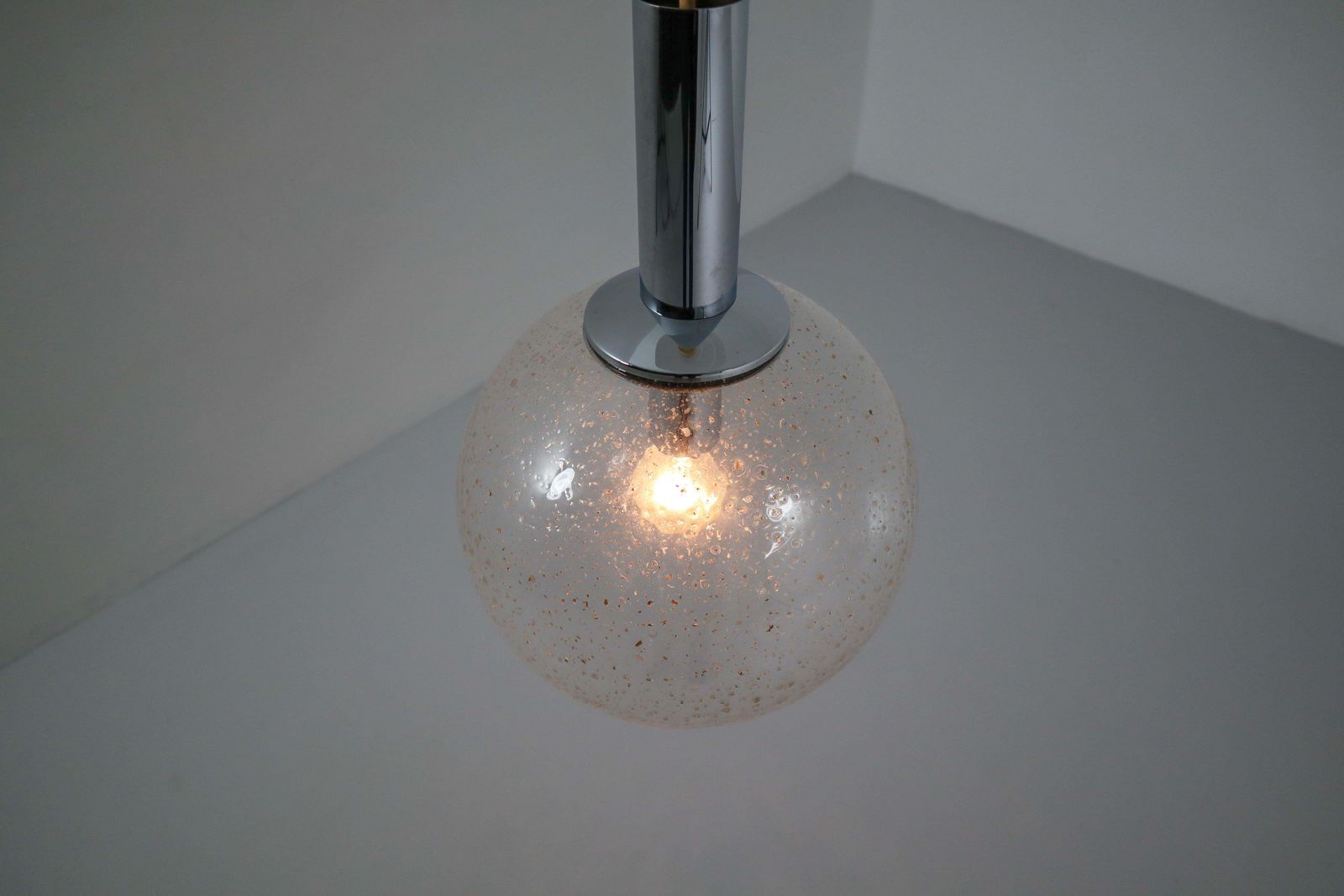 Pair Of Midcentury Bubble Glass Globe Pendant By Glashütte Limburg Germany, 1960 photo 1407.0