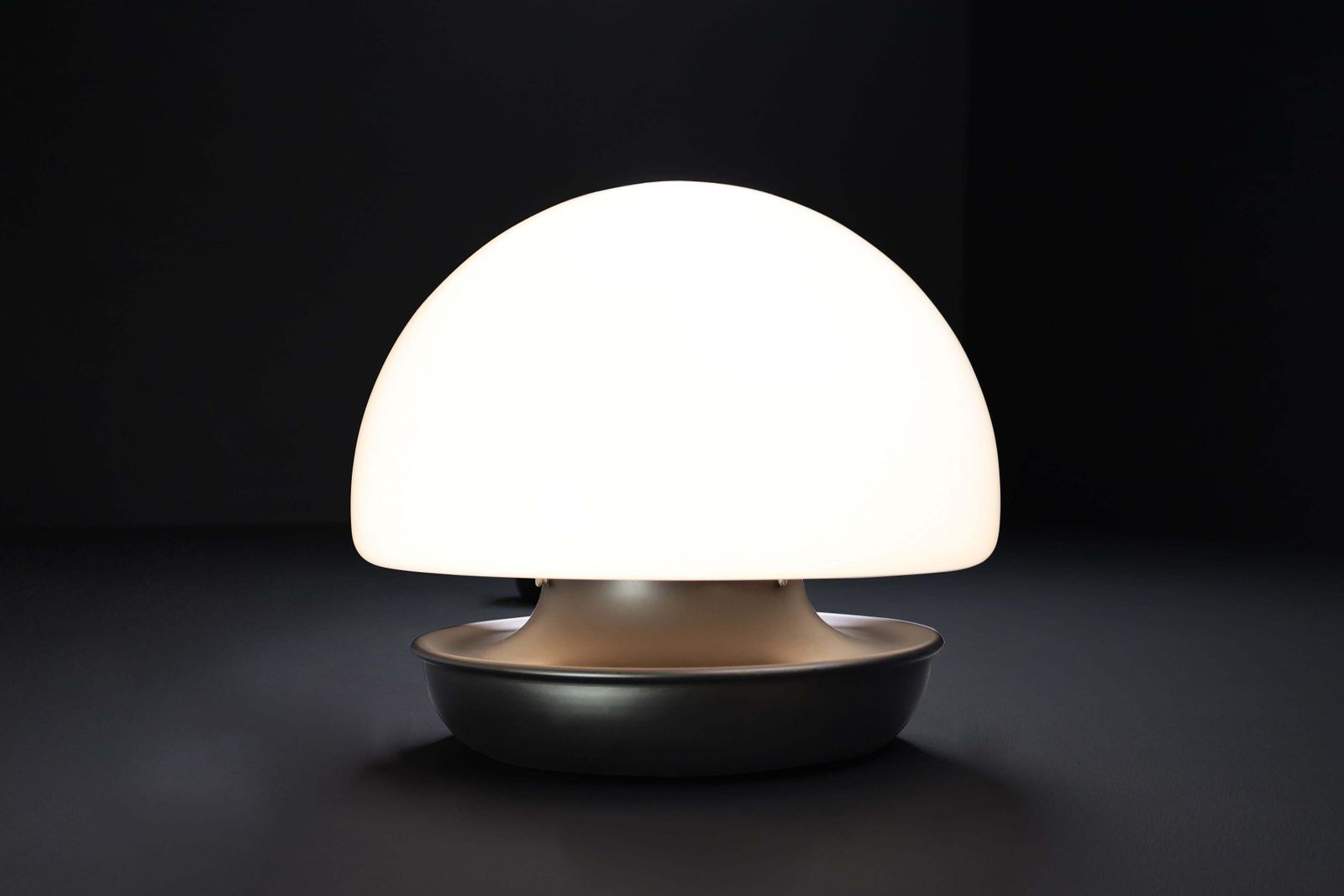 Xl Italian Mushroom Flush Mount / Sconces /Table Lamp In Opaline Glass And Metal photo vinterior
