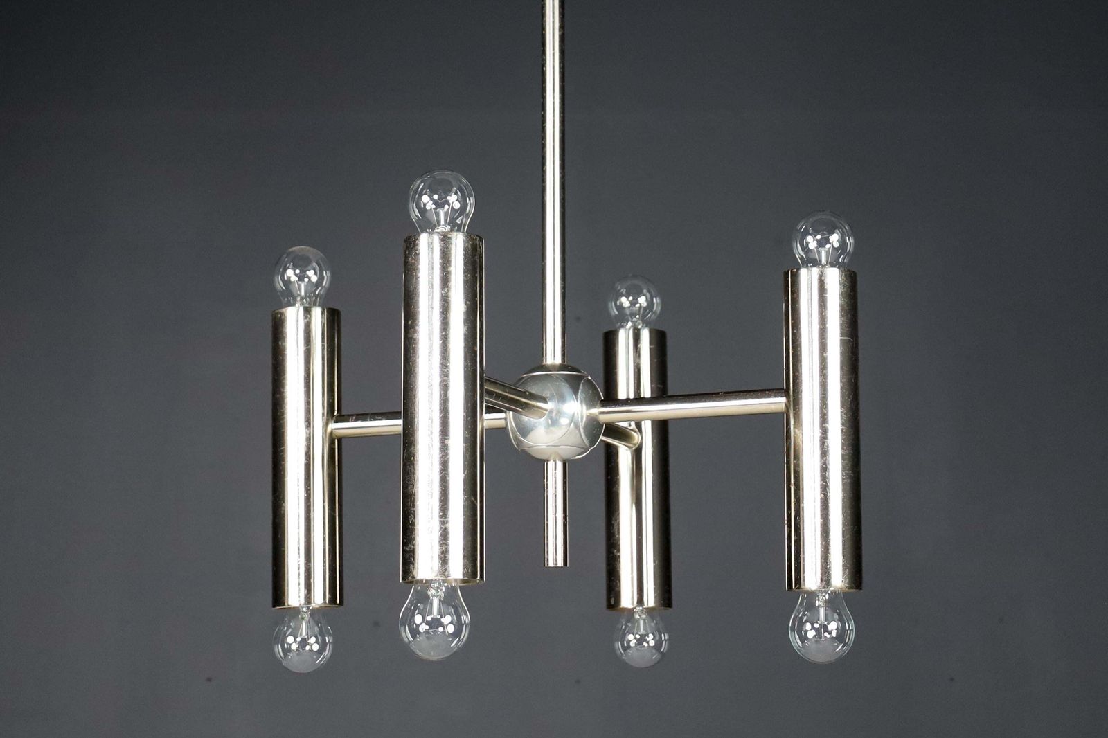 1 Of 6 Minimalistic Design Geometric Chandeliers In Chrome, Germany, 1970s photo for sale