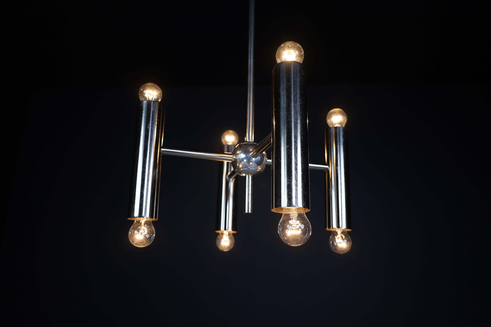 1 Of 6 Minimalistic Design Geometric Chandeliers In Chrome, Germany, 1970s photo buy