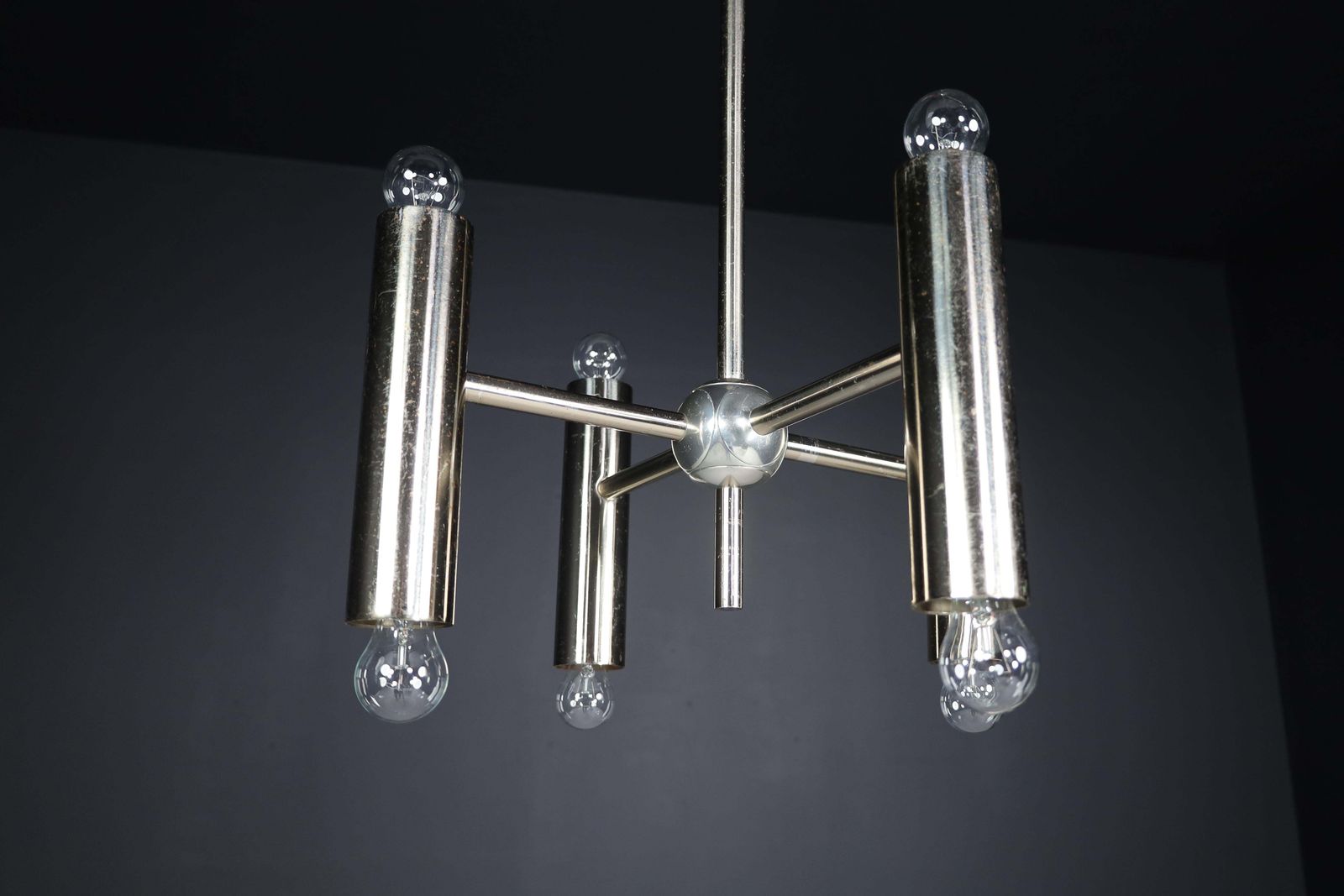 2321.0 1 Of 6 Minimalistic Design Geometric Chandeliers In Chrome, Germany, 1970s photo