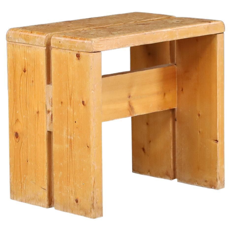 Charlotte Perriand Mid Century Pine Stool, Les Arcs Ski Resort, 1960s