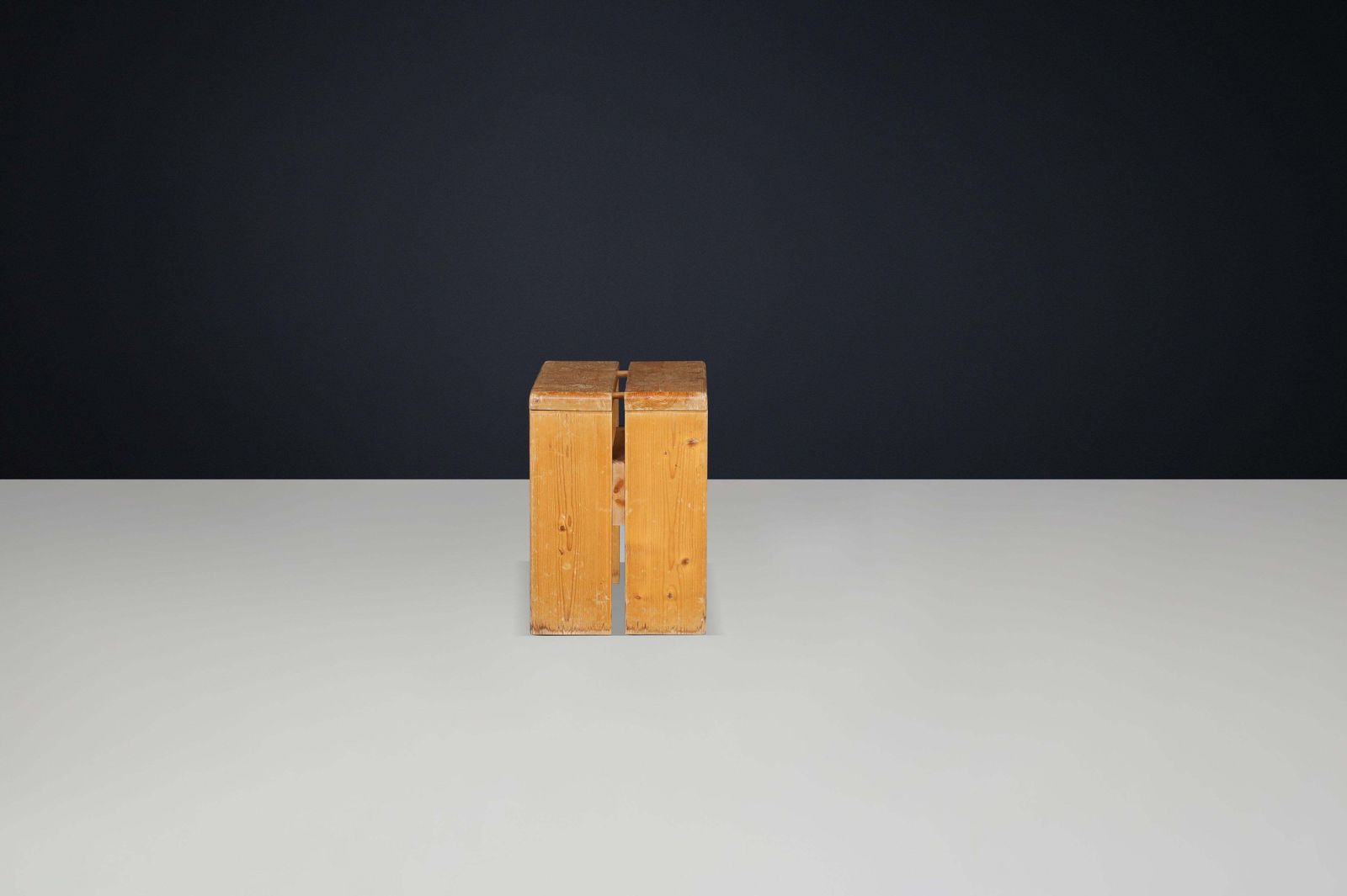 photo for sale Charlotte Perriand Mid Century Pine Stool, Les Arcs Ski Resort, 1960s