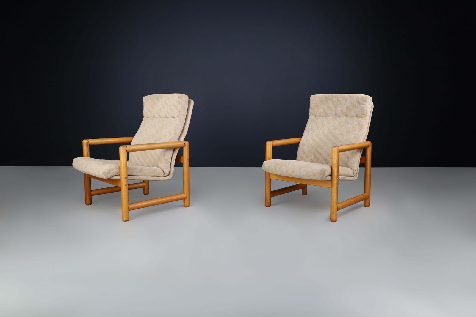 Pair Of 1970s Ton Beechwood Lounge Chairs With Original Upholstery photo vinterior