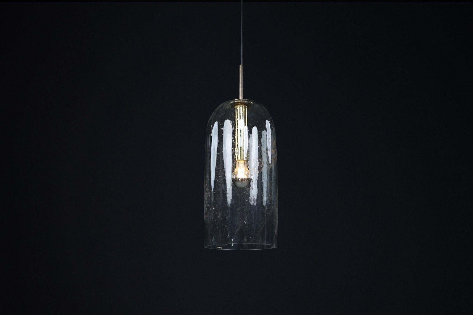 Mid Century Modern Glass And Brass Pendants By Doria Leuchten, Germany 1970s photo 676.0