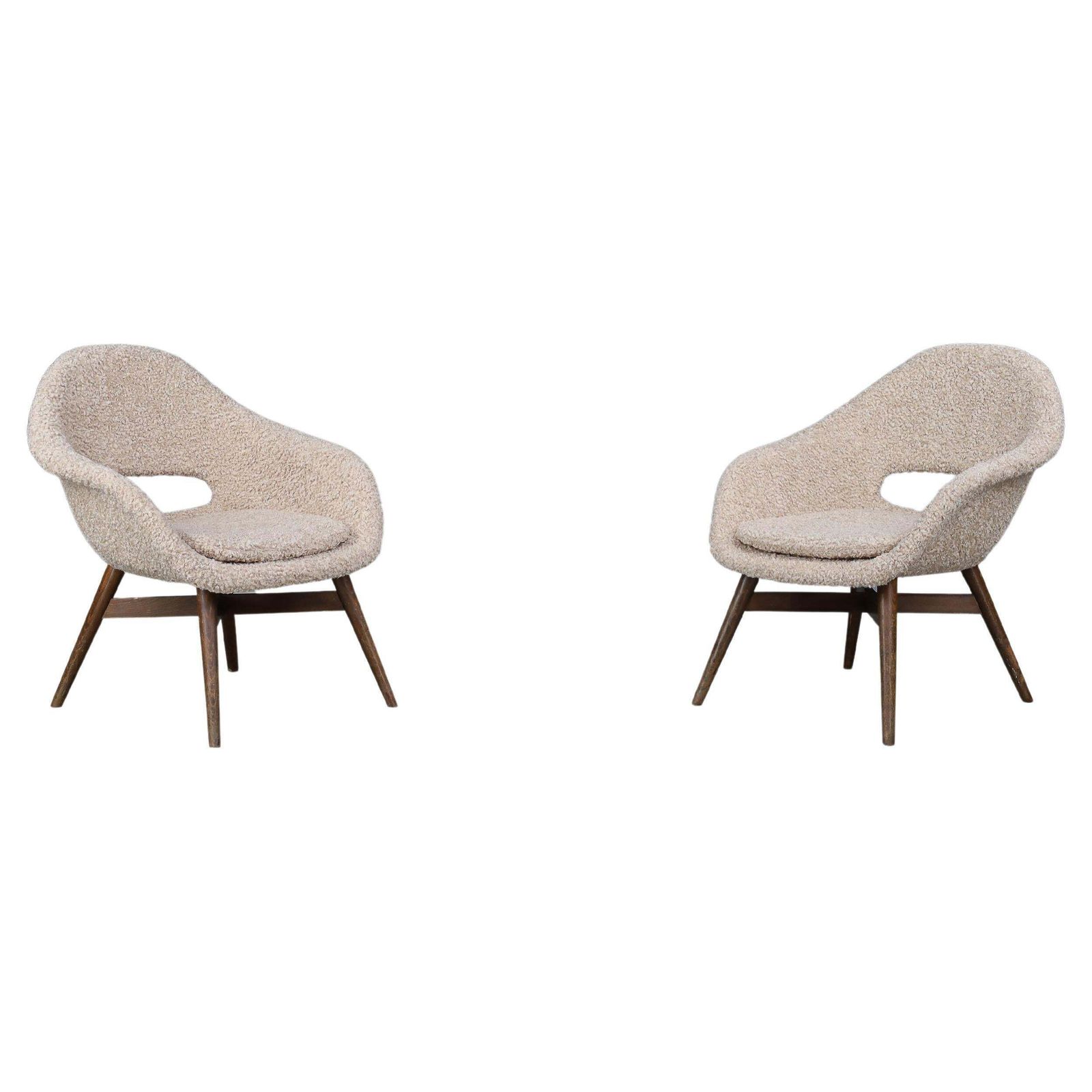 Set Of 2 Sculptural Mid Century Lounge Chairs By Miroslav Navrátil, 1960s