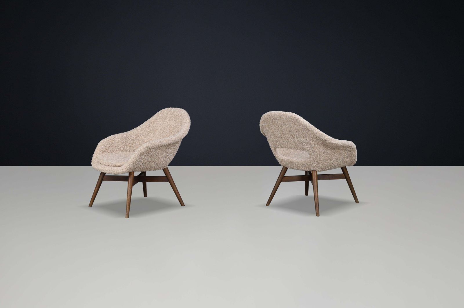 Set Of 2 Sculptural Mid Century Lounge Chairs By Miroslav Navrátil, 1960s photo for sale