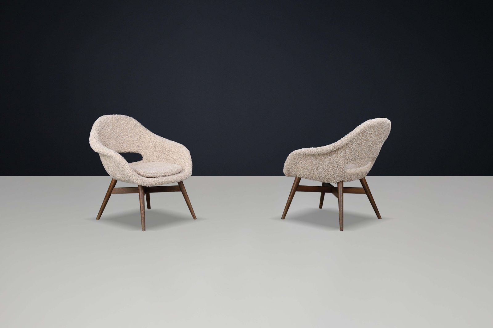 photo for sale Set Of 2 Sculptural Mid Century Lounge Chairs By Miroslav Navrátil, 1960s