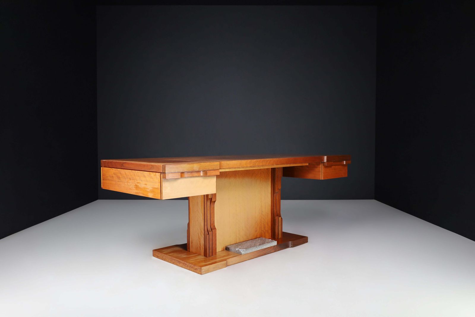 Luciano Frigerio Presidential Writing Desk In Walnut, Italy 1970s photo vintage