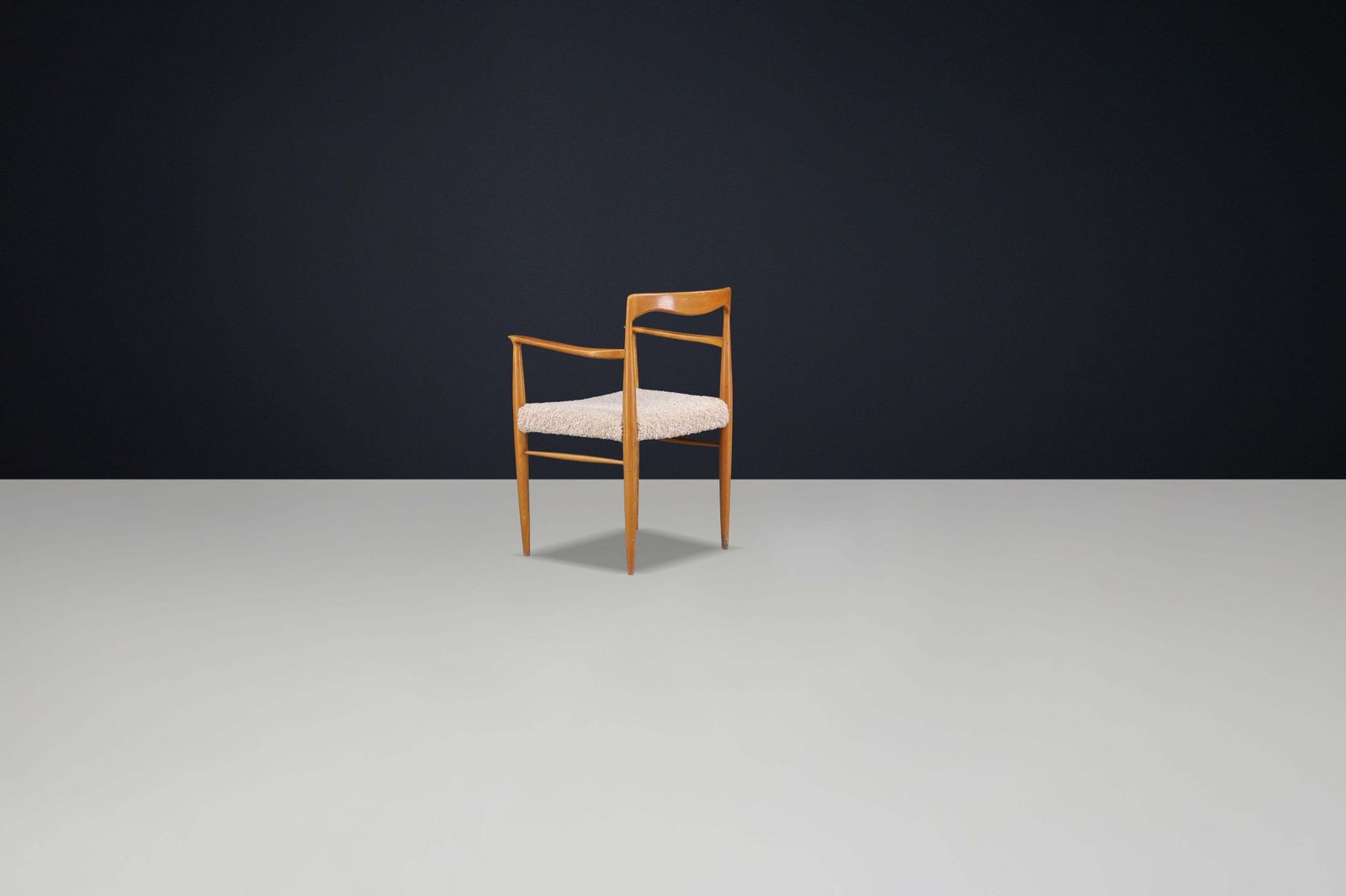 Dining Chair By Sedláček & Vyčítal, 1970s Czechoslovakia — New Teddy Upholstery photo for sale