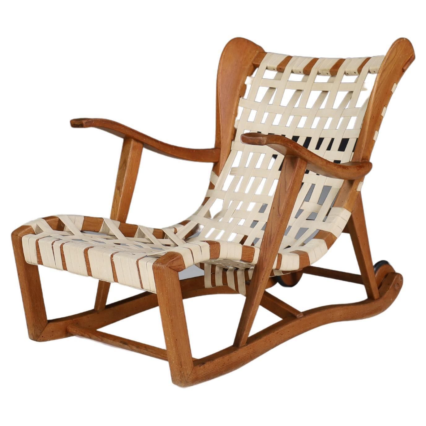 Sculptural Oak Lounge Chair By Guglielmo Pecorini, Italy, The 1950s