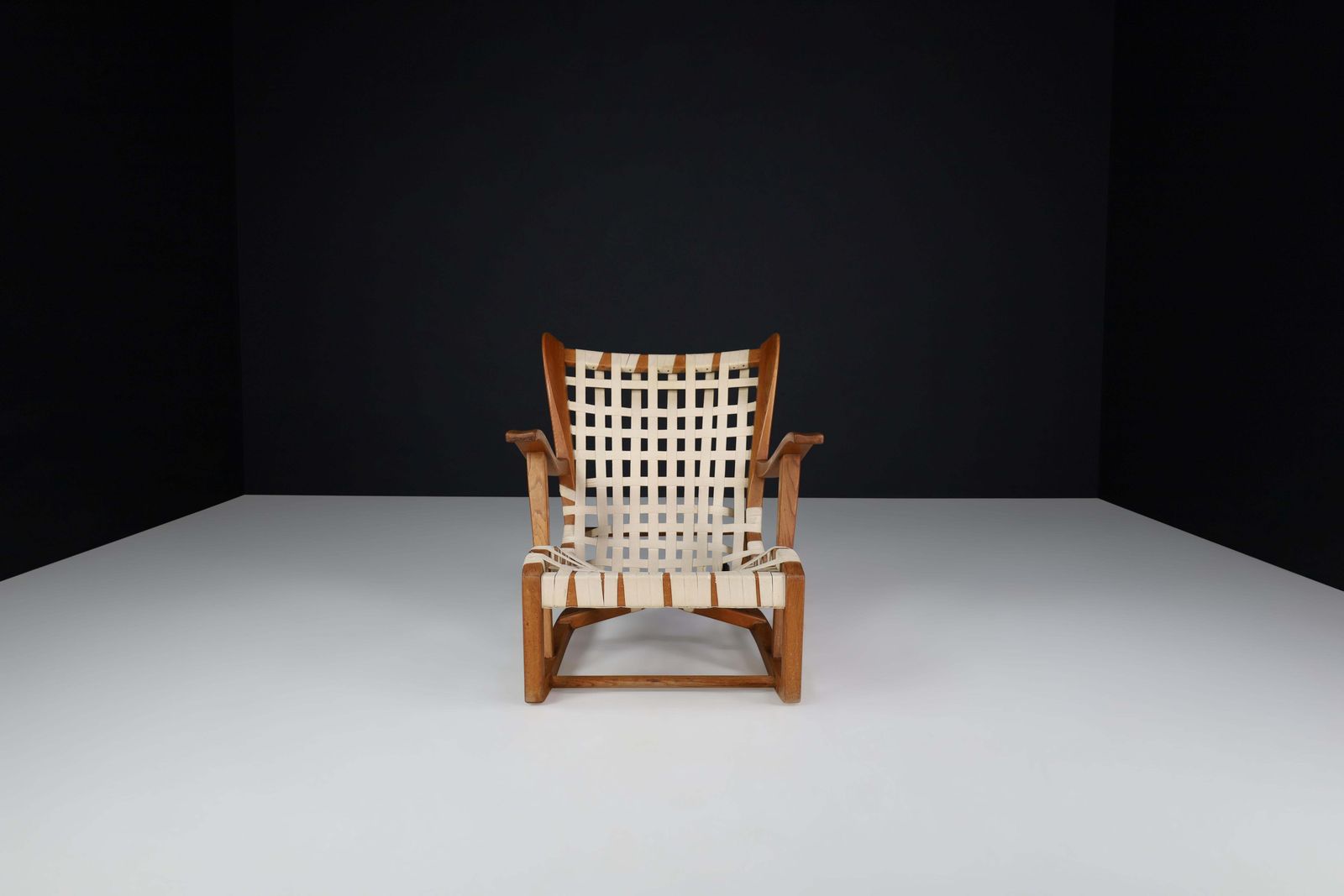 Sculptural Oak Lounge Chair By Guglielmo Pecorini, Italy, The 1950s photo vintage