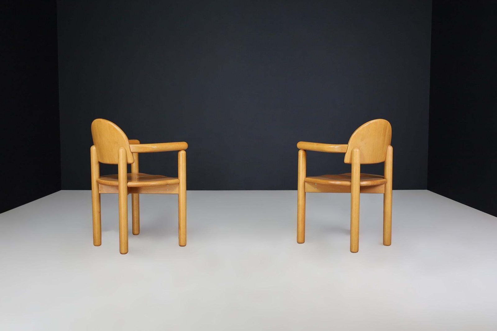 Pair Of Scandinavian Modern Armchairs By Rainer Daumiller In Solid Beech, 1970s photo vinterior