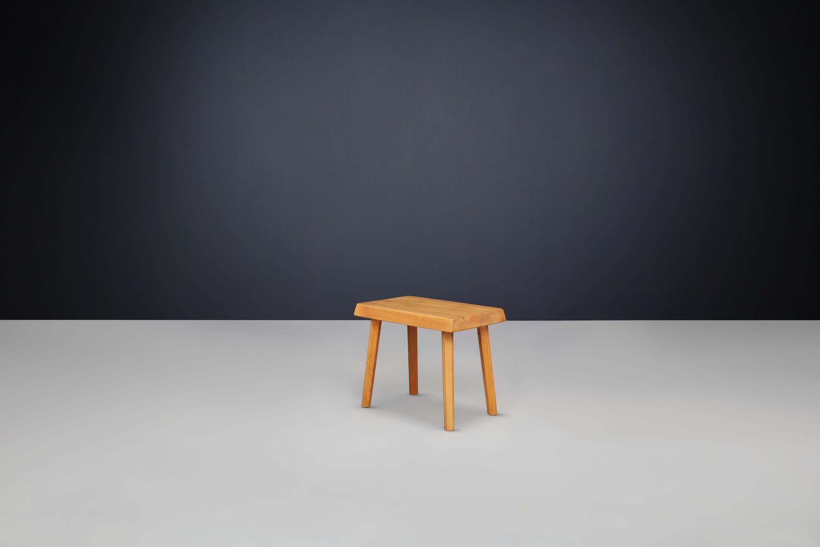Mid Century Pierre Chapo Style Elmwood Four Legged Stool, France 1950s photo furniture