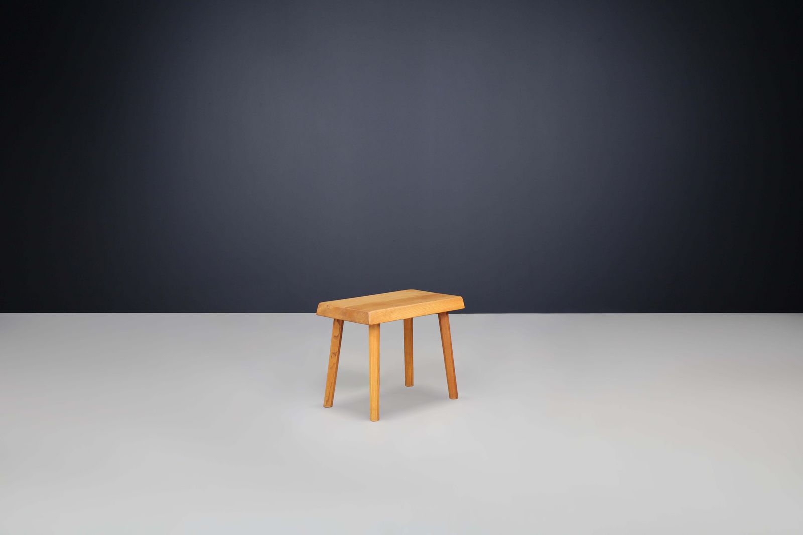 Mid Century Pierre Chapo Style Elmwood Four Legged Stool, France 1950s photo vinterior