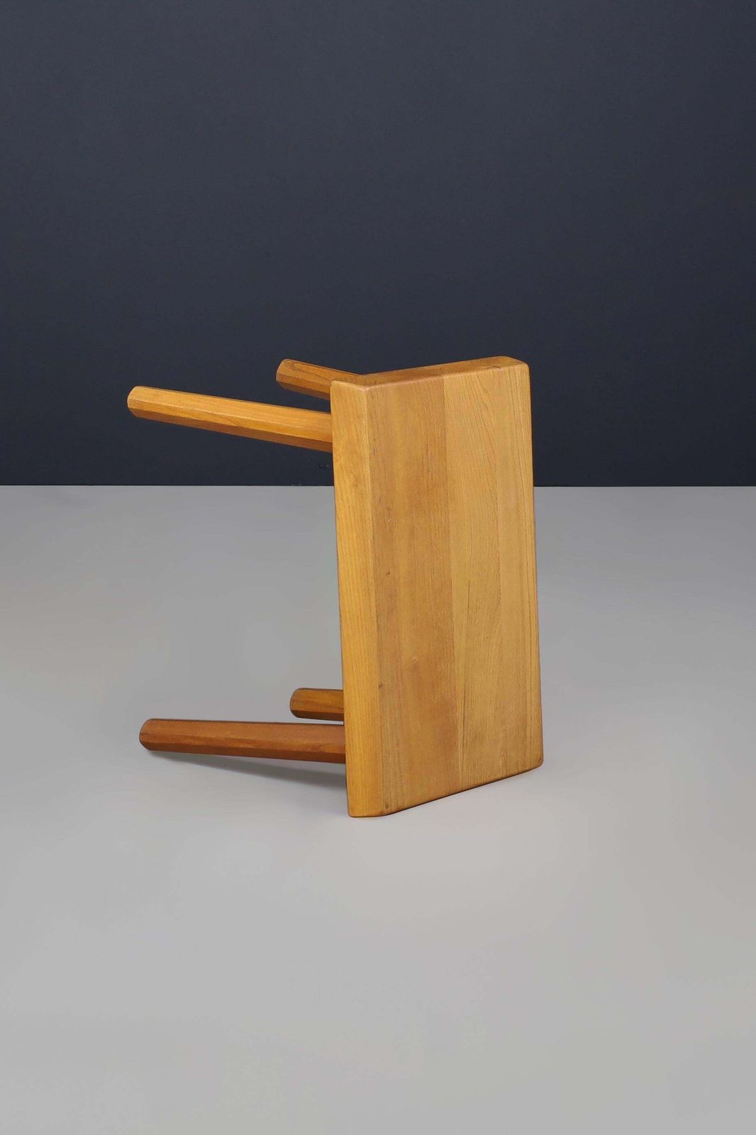 Mid Century Pierre Chapo Style Elmwood Four Legged Stool, France 1950s photo vintage