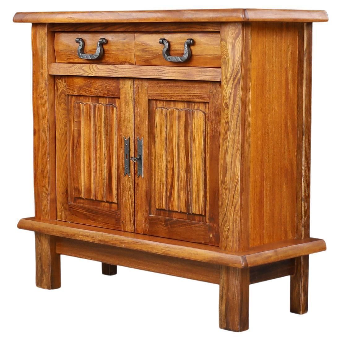 Brutalist Sideboard In Elm By Olavi Hänninen For Mikko Nupponen, Finland, 1958