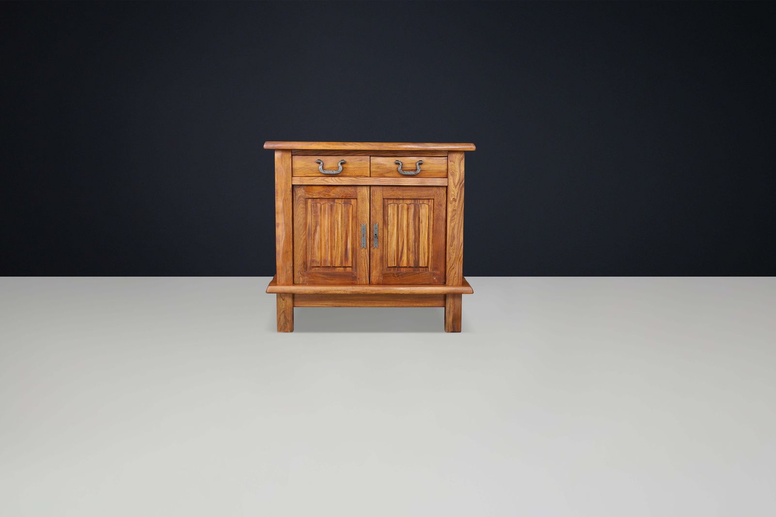 Brutalist Sideboard In Elm By Olavi Hänninen For Mikko Nupponen, Finland, 1958 photo for sale