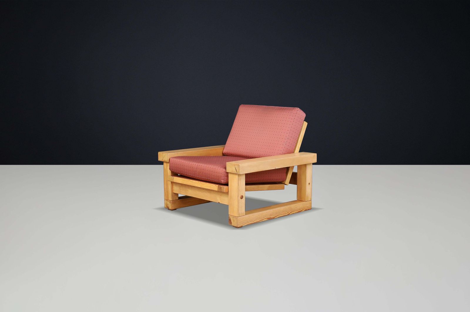 Mid Century Modern Solid Pine Lounge Chair, France, 1970s photo for sale