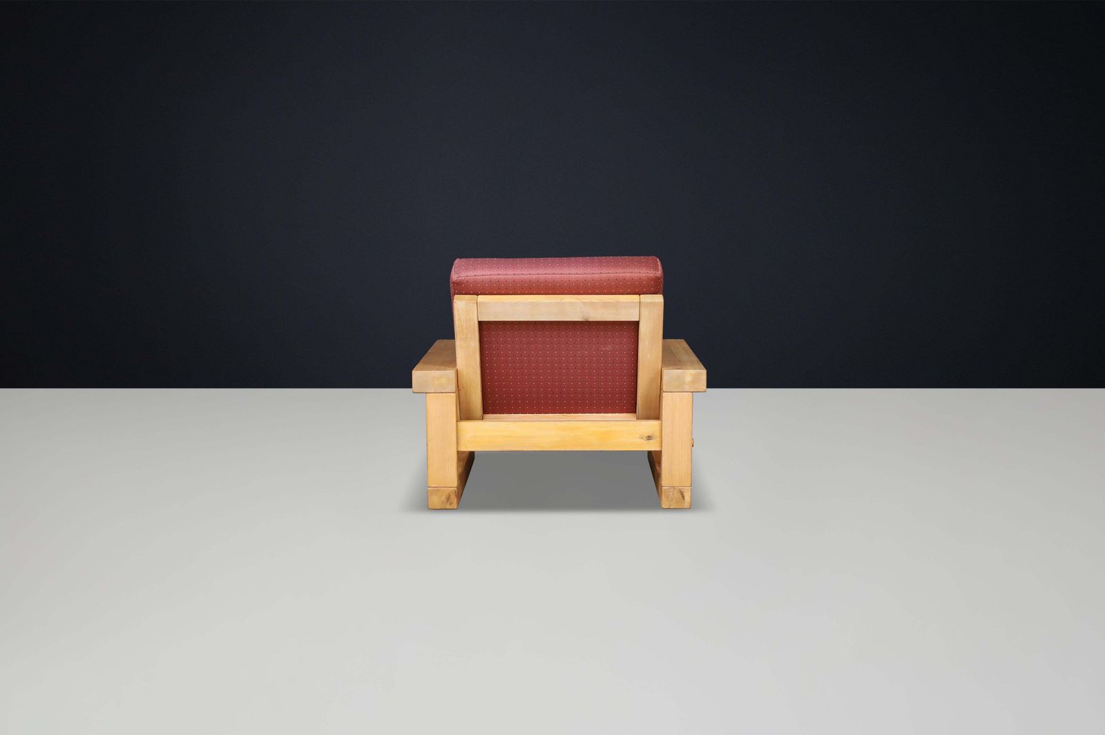 Mid Century Modern Solid Pine Lounge Chair, France, 1970s photo vintage