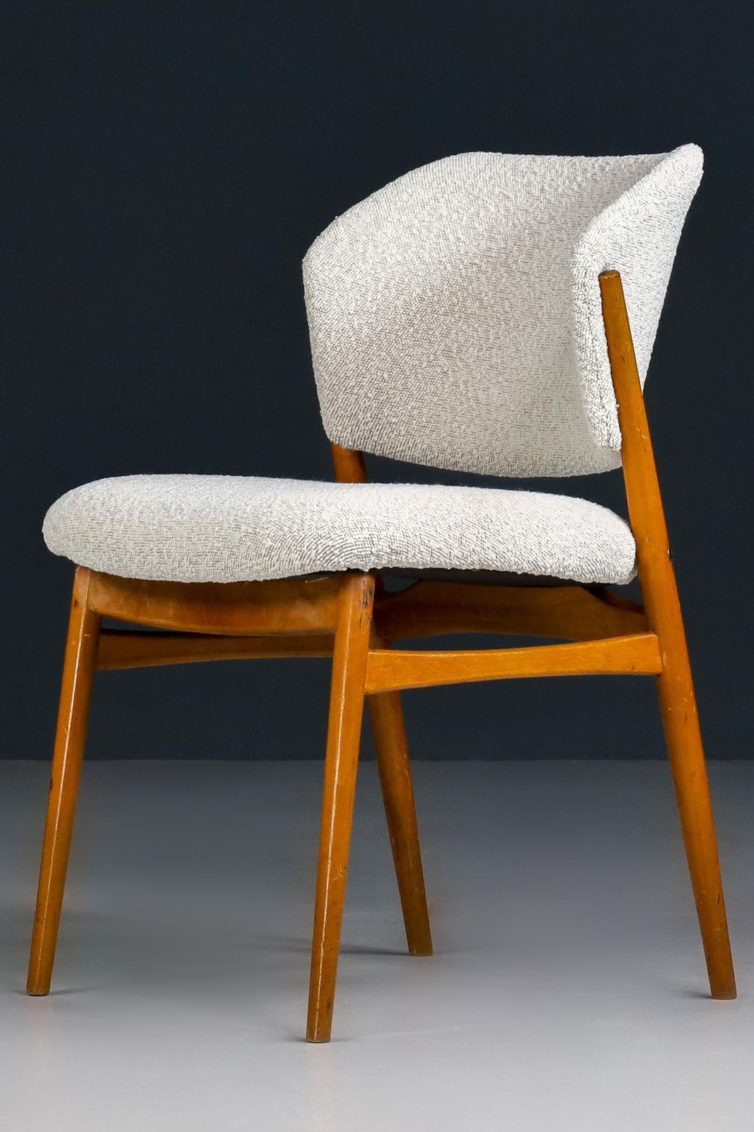 Mid Century Modern Dining Chairs In New Bouclé Fabric By Spahn, Germany 1950s photo vintage