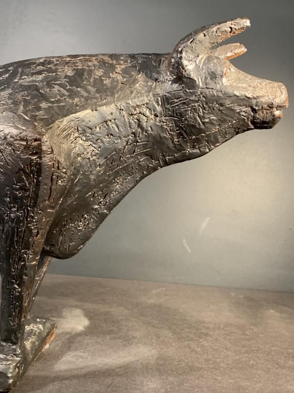 Brutalist Glazed Stoneware Bull Animal Sculpture By Mario Peruggini, 1960s photo 942.0