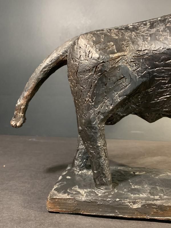 photo for sale Brutalist Glazed Stoneware Bull Animal Sculpture By Mario Peruggini, 1960s