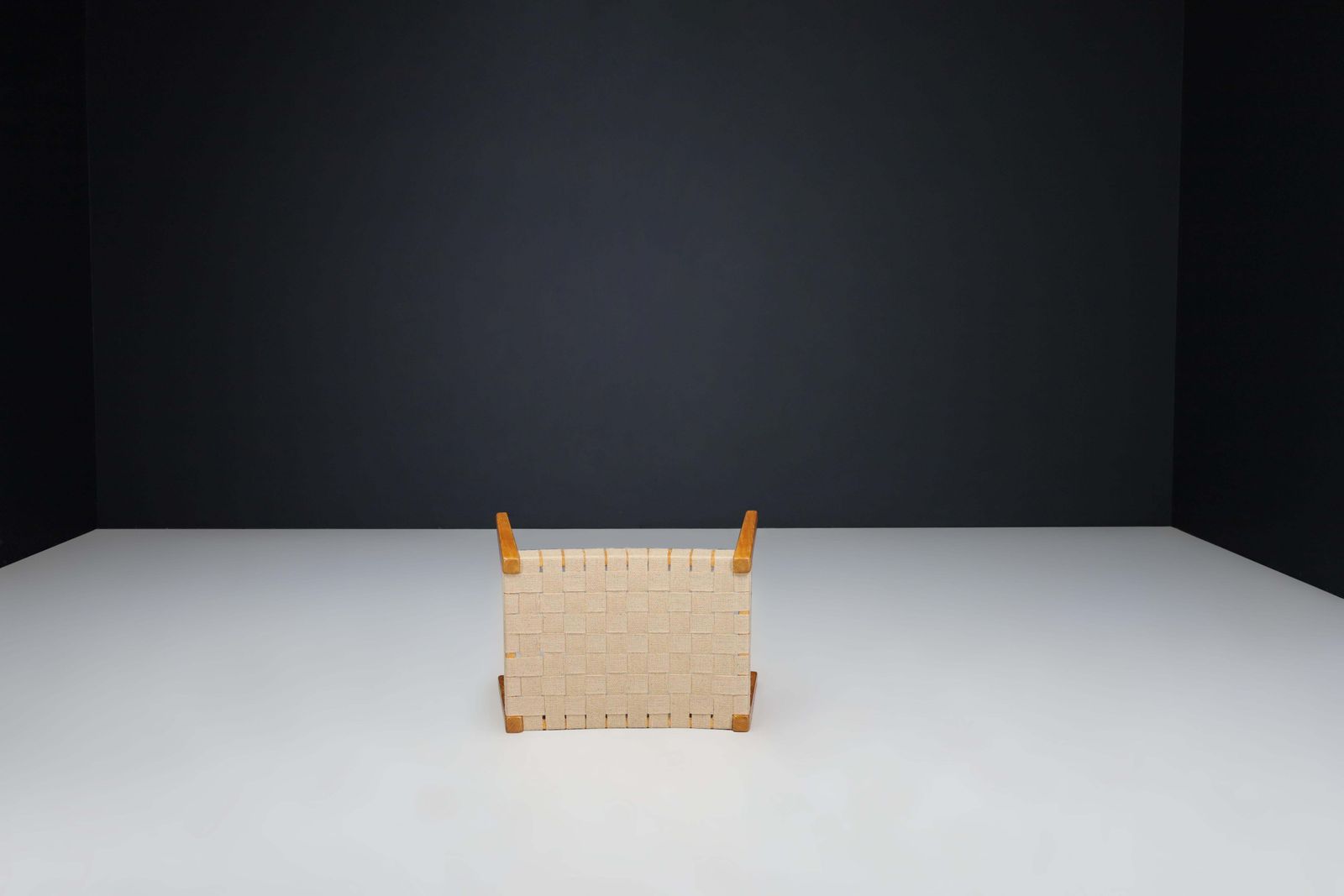 photo furniture Mid Century Modern Oak And Canvas Stool By Jan Vaněk, Prague, 1940s