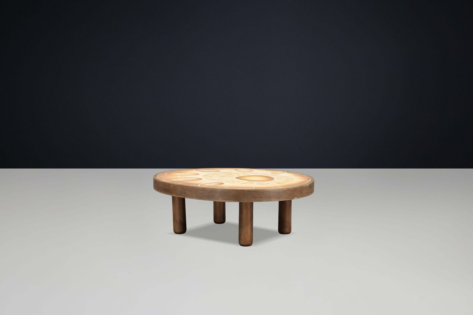 Brutalist Egg Shaped Vallauris Ceramic Coffee Table By Barrois, France, 1960s photo for sale