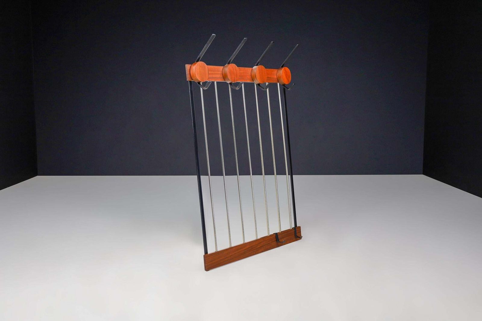 Mid Century Modern Coat Rack In Black Steel And Teak, Germany 1960s photo 957.0