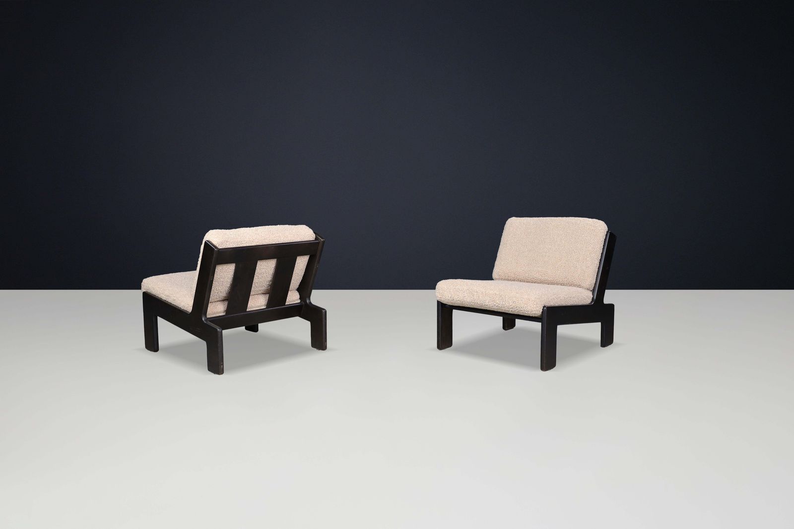 Brutalist Oak Lounge Chairs By Esko Pajamies For Asko, Finland (1970s) photo for sale