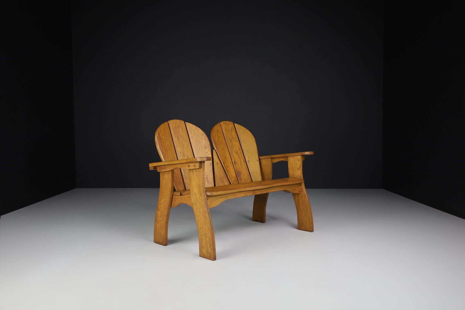 Sculptural Bench In Oak, France, 1960s photo Furniture