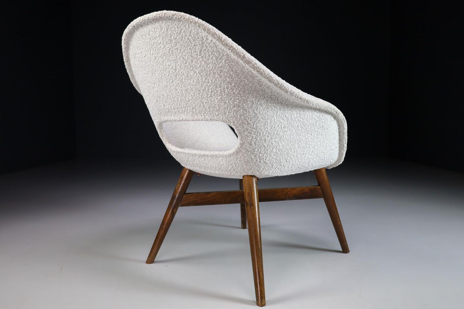 Miroslav Navratil Lounge Chair New Bouclé Upholstery, Praque 1960s photo 651.0