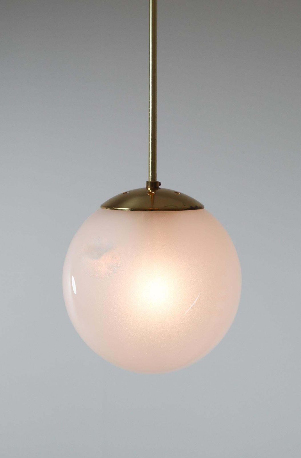 Brass Pendant With A Pearl White Hand Blown Globe By Preciosa Kamenický šenov photo Lighting