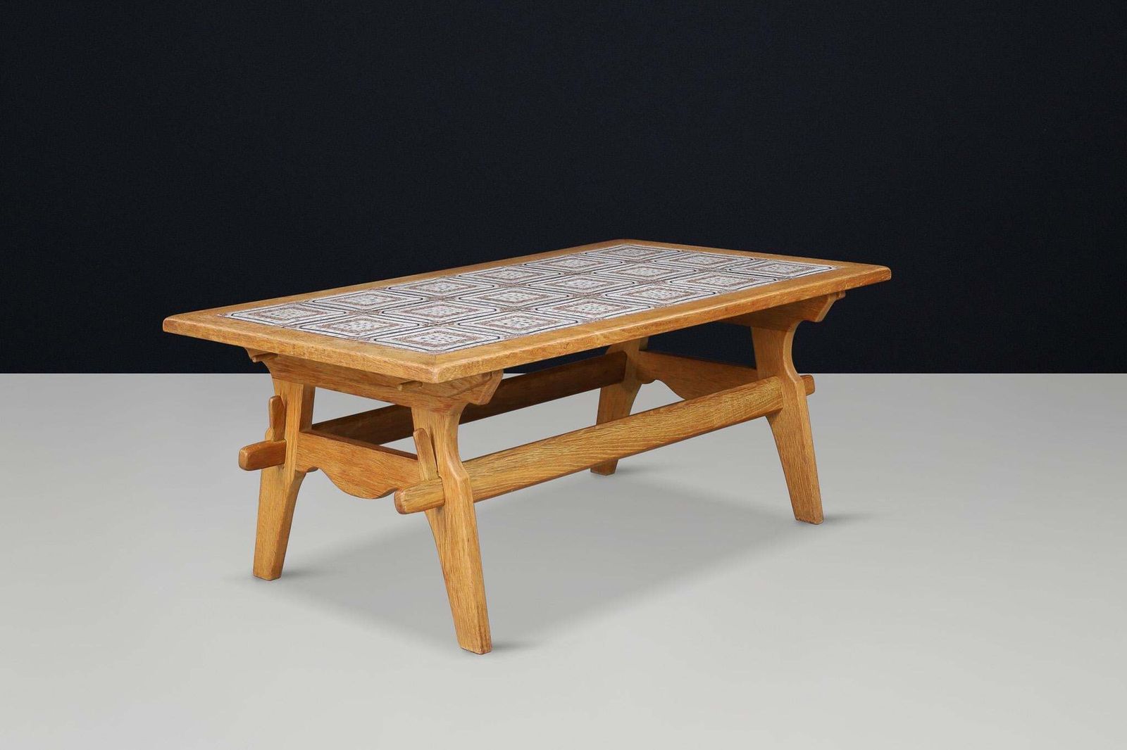 Scandinavian Modern Oak Coffee Table With Tiled Top, Denmark 1950s photo furniture