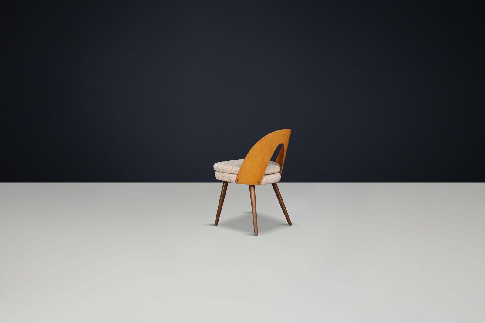 Antonin Suman For Tatra Dining Room Chairs In Walnut And Teddy Upholstery, 1960s photo vinterior