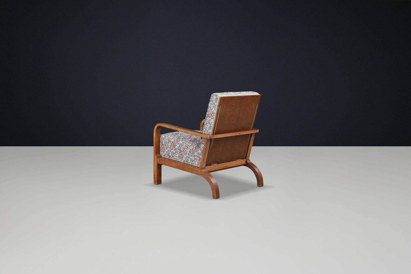 1930s Czechoslovak Reclining Armchair In Original Floral Upholstery photo buy