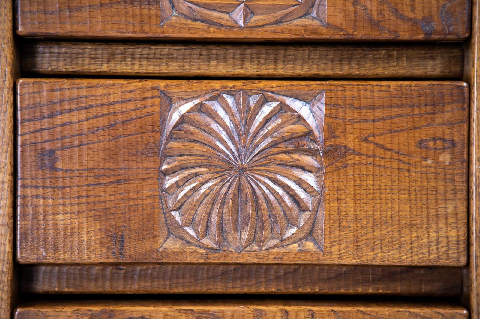 Hand Crafted Brutalist Giuseppe Rivadossi Glazed Cabinet In Oak Italy, The 1970s photo buy