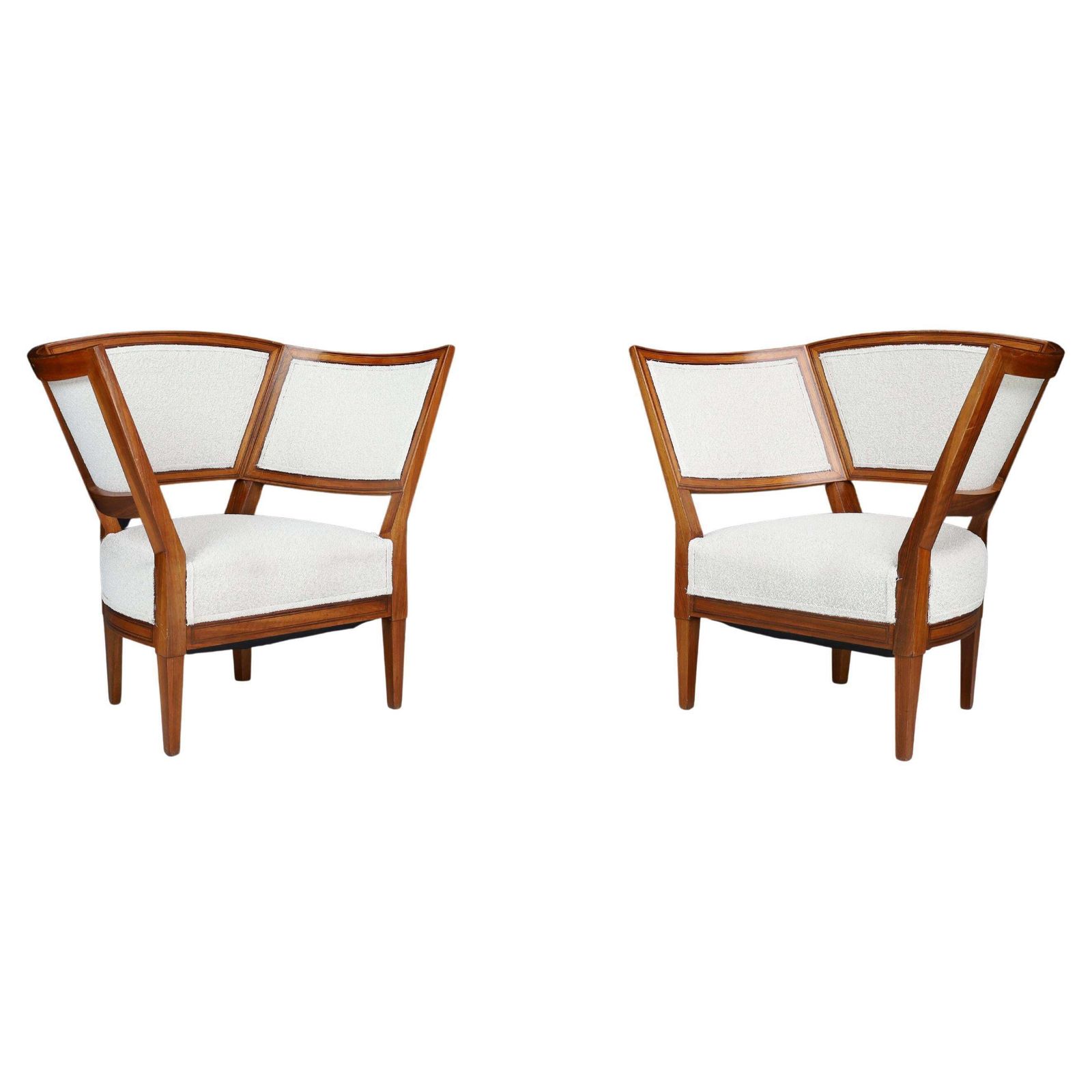 Pair Of 19th Century French Armchairs In New Bouclé Upholstery .