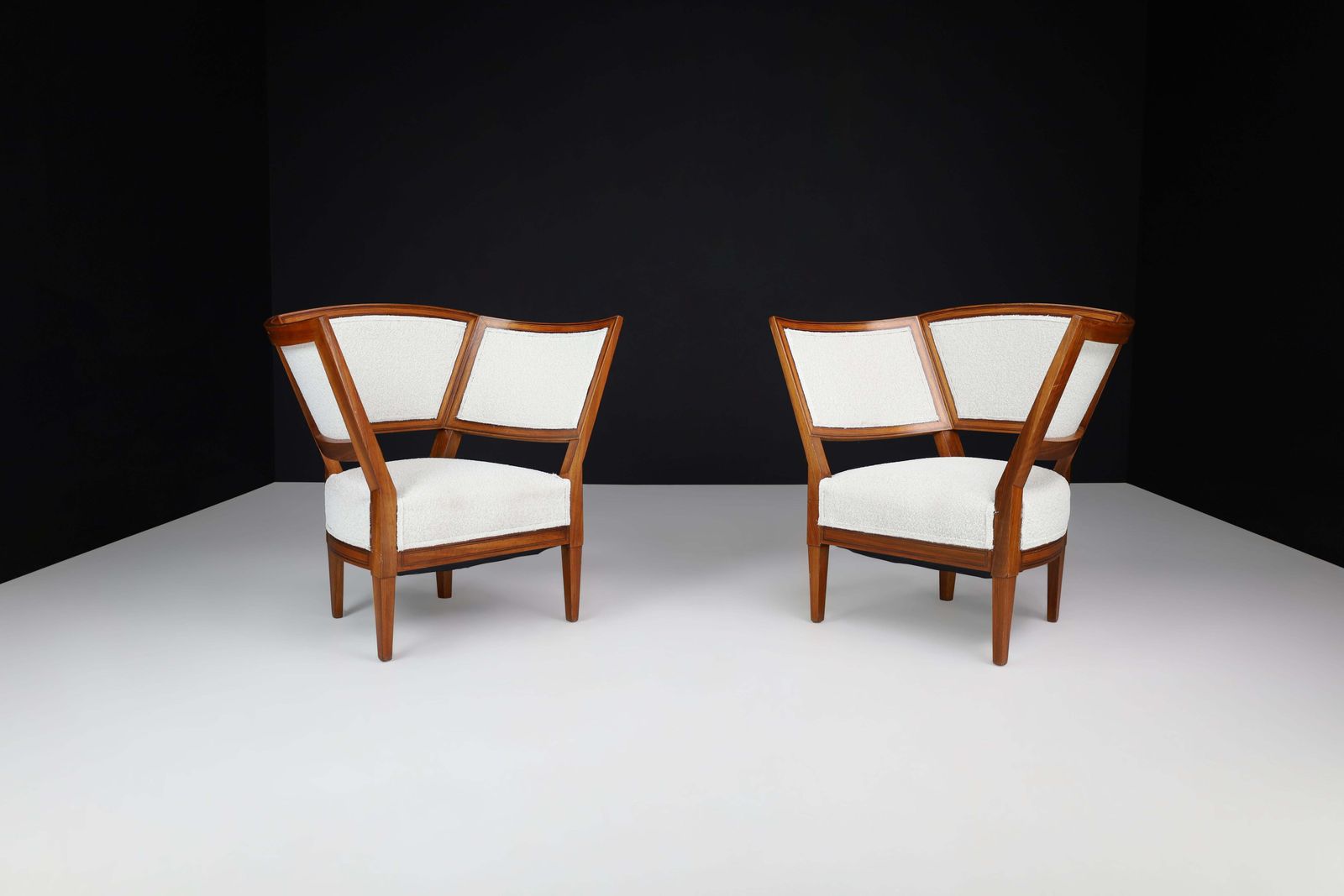 Pair Of 19th Century French Armchairs In New Bouclé Upholstery . photo furniture