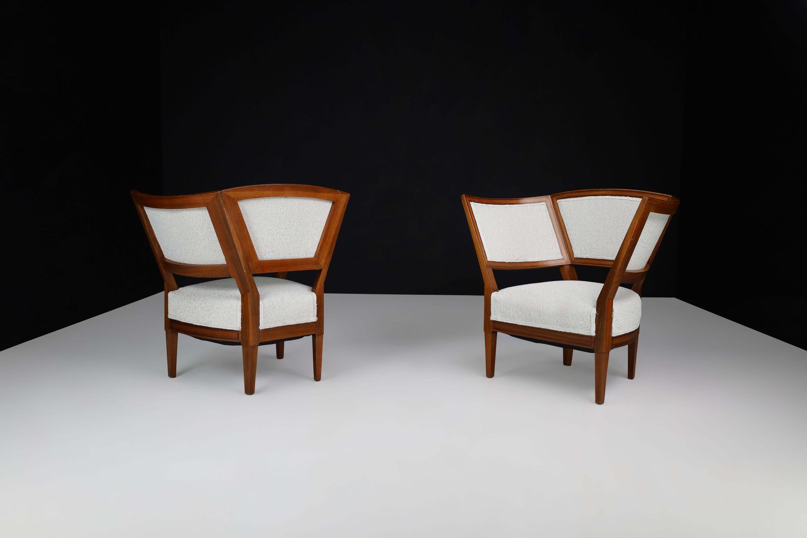 Pair Of 19th Century French Armchairs In New Bouclé Upholstery . photo vintage