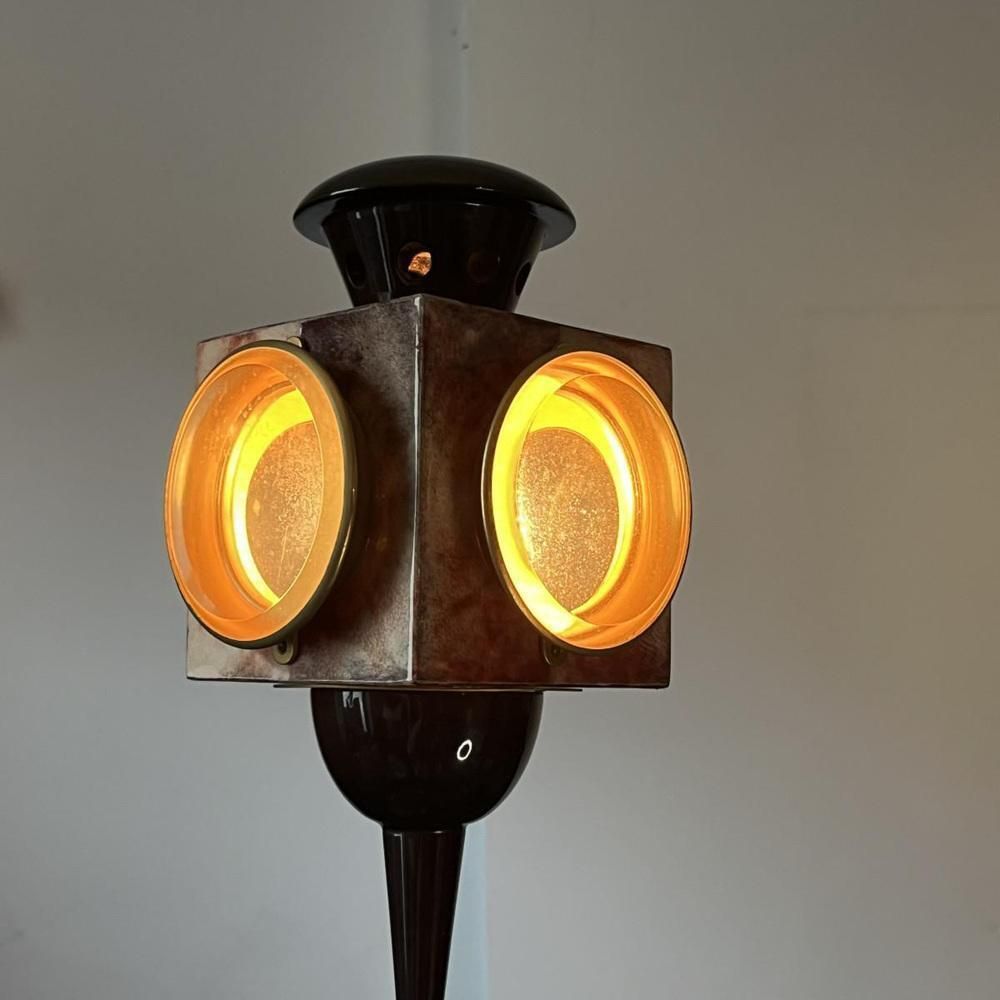 Oiseau Floor Lamp In Lacquered Red Goatskin Parchment From Aldo Tura, Italy, 1950s photo vinterior