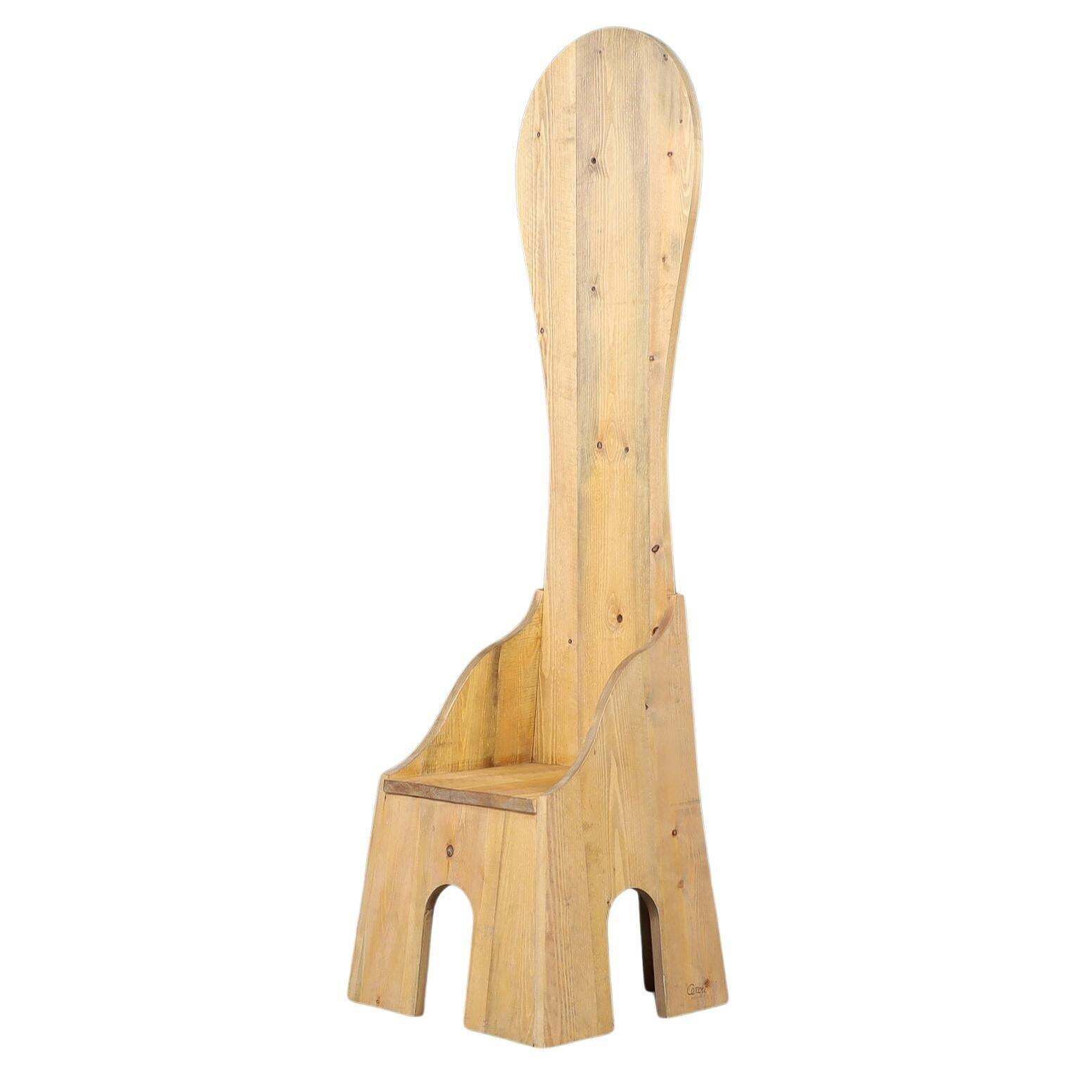Mario Ceroli “Fratina” Chair For Poltronova, 1972, Italy, Pine, Stamped