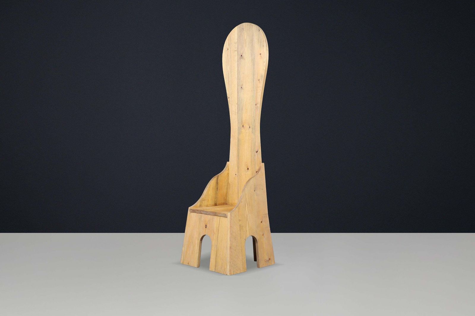Mario Ceroli “Fratina” Chair For Poltronova, 1972, Italy, Pine, Stamped photo furniture