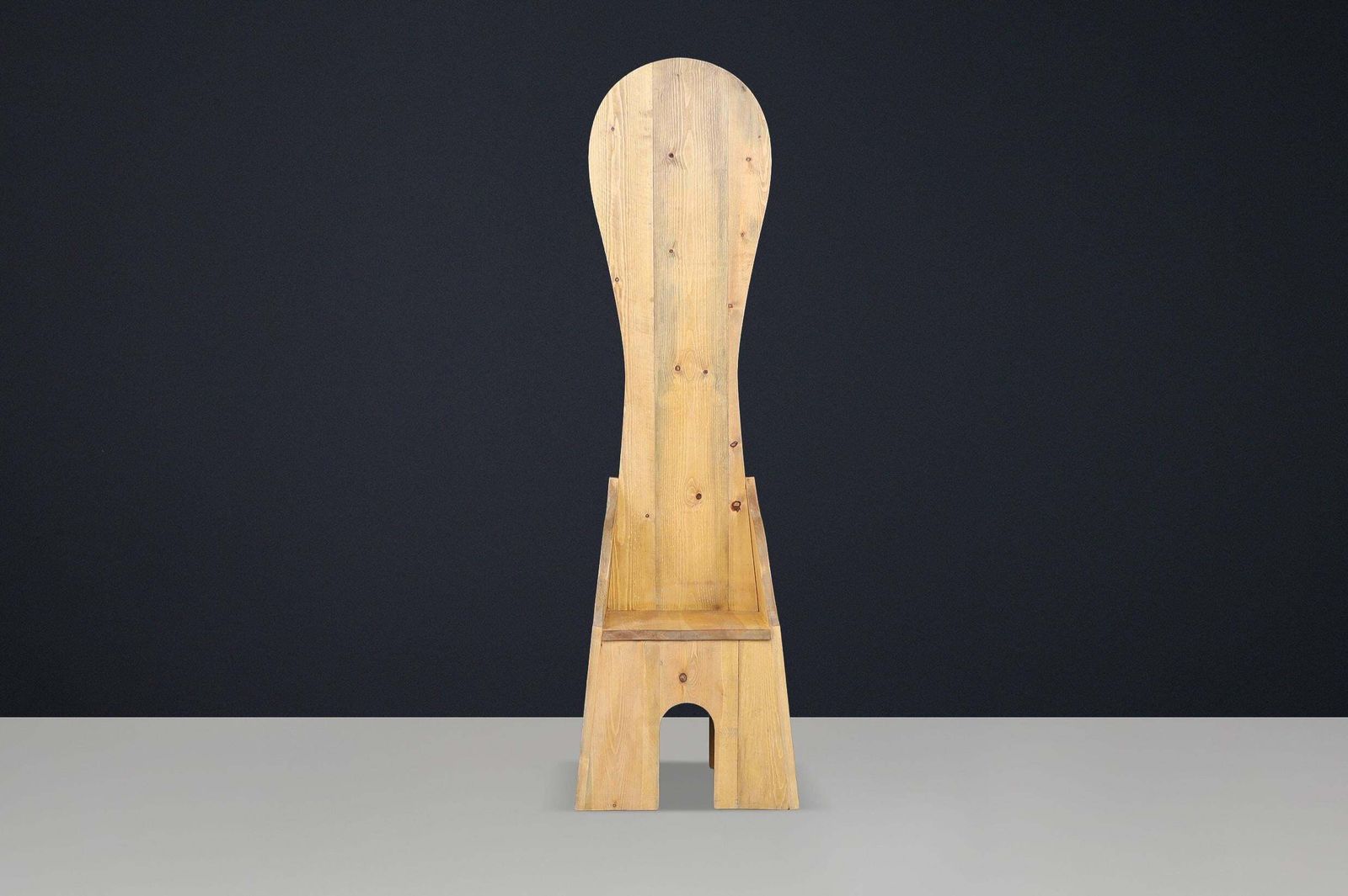 photo furniture Mario Ceroli “Fratina” Chair For Poltronova, 1972, Italy, Pine, Stamped