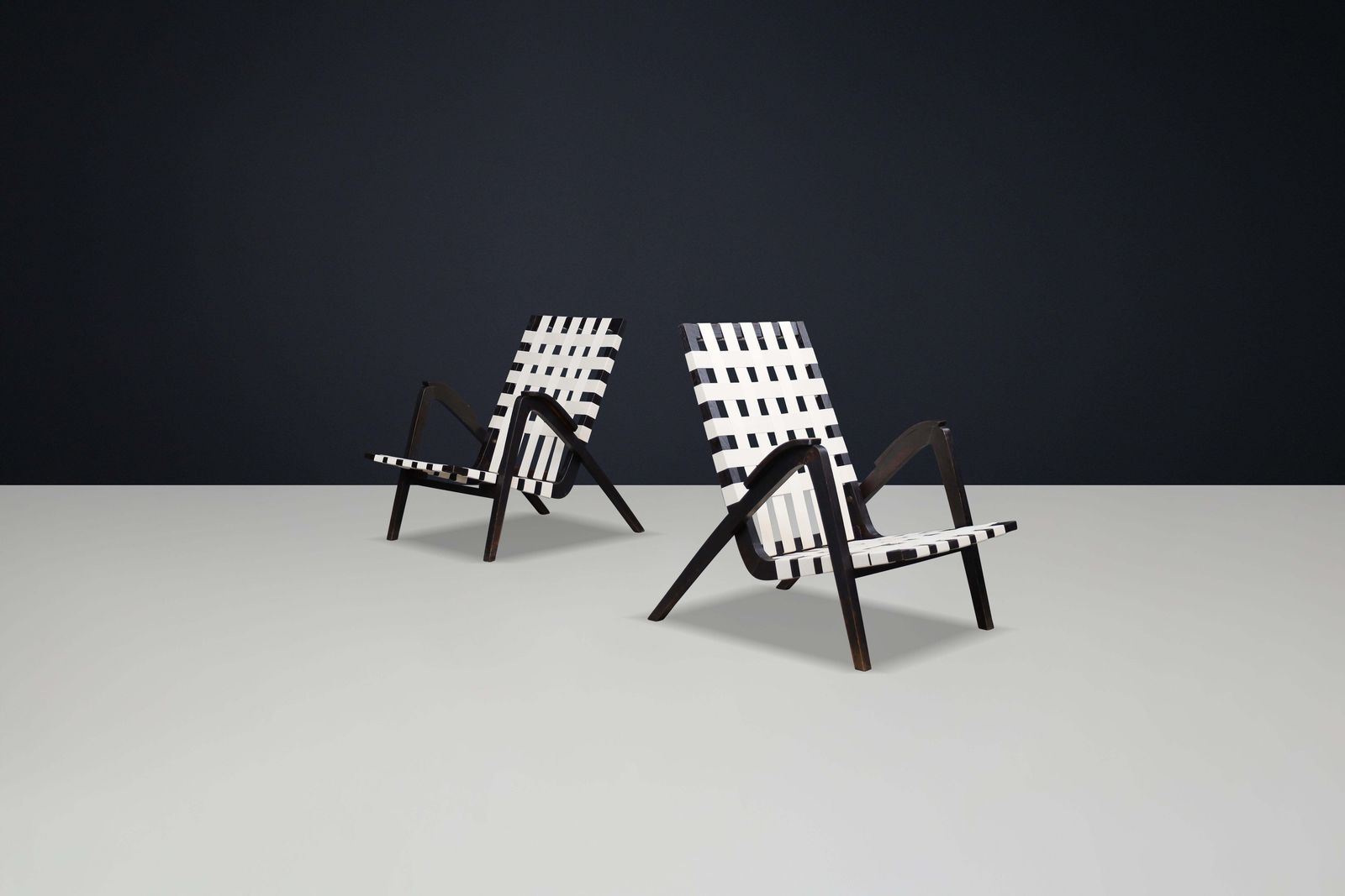 Jan Vaněk For Krásná Jizba Lounge Chairs From Oak And Canvas Czech Republic 1940 photo furniture