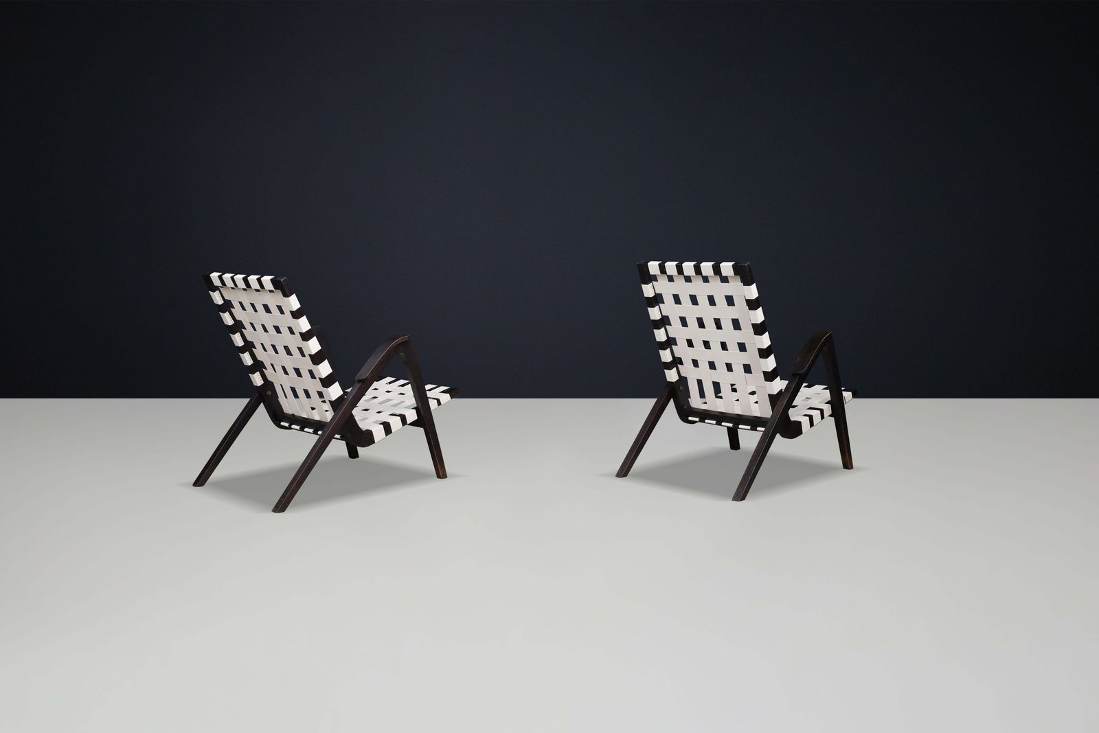 Jan Vaněk For Krásná Jizba Lounge Chairs From Oak And Canvas Czech Republic 1940 photo vinterior