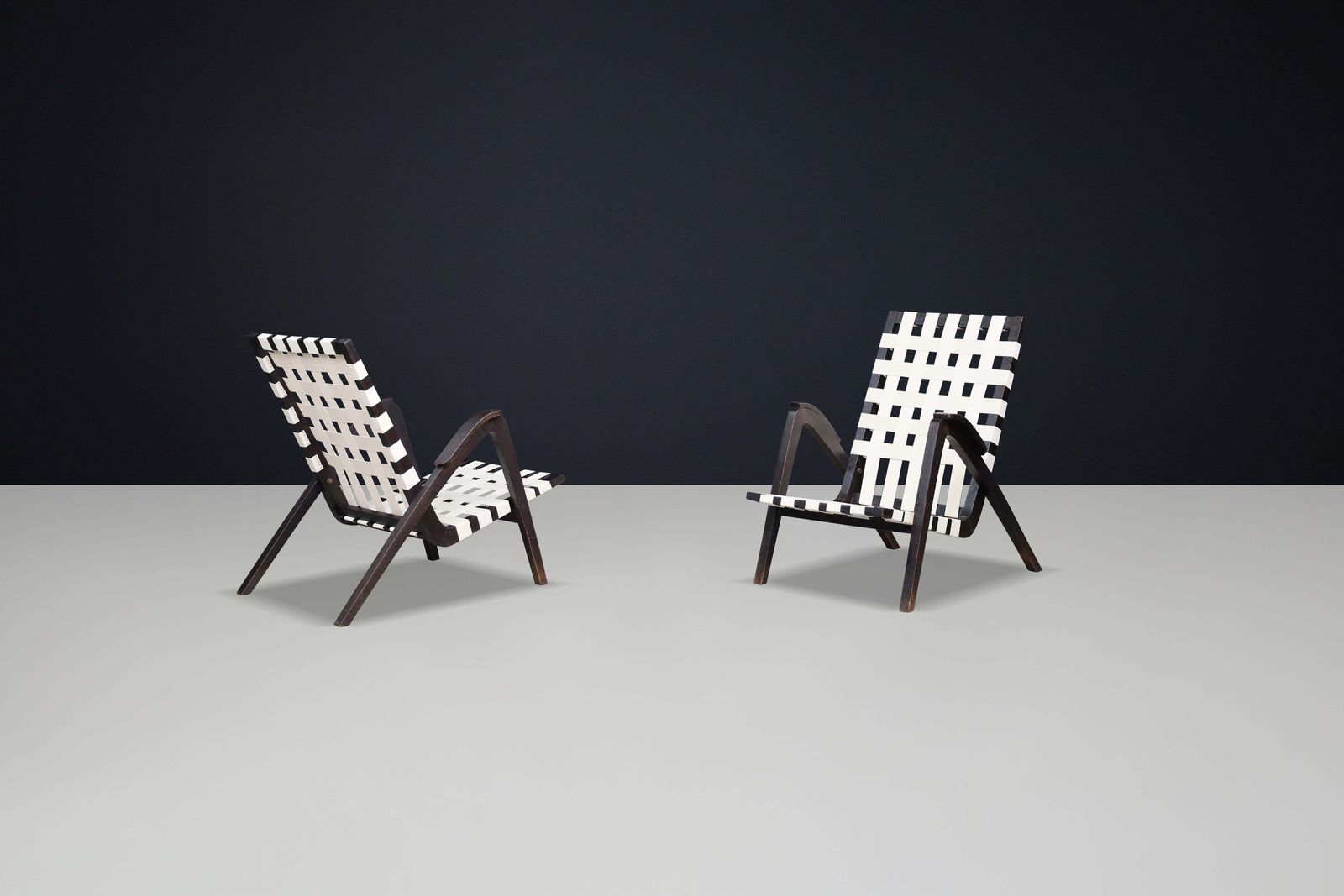 photo furniture Jan Vaněk For Krásná Jizba Lounge Chairs From Oak And Canvas Czech Republic 1940